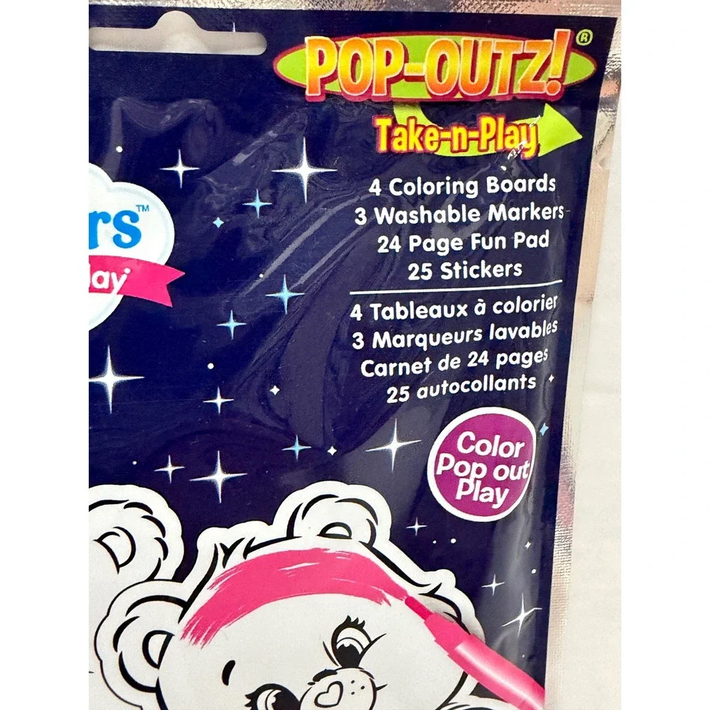 Care Bears Pop-Outz Take-n-Play Color and Play Activity Kit Stickers Markers NEW